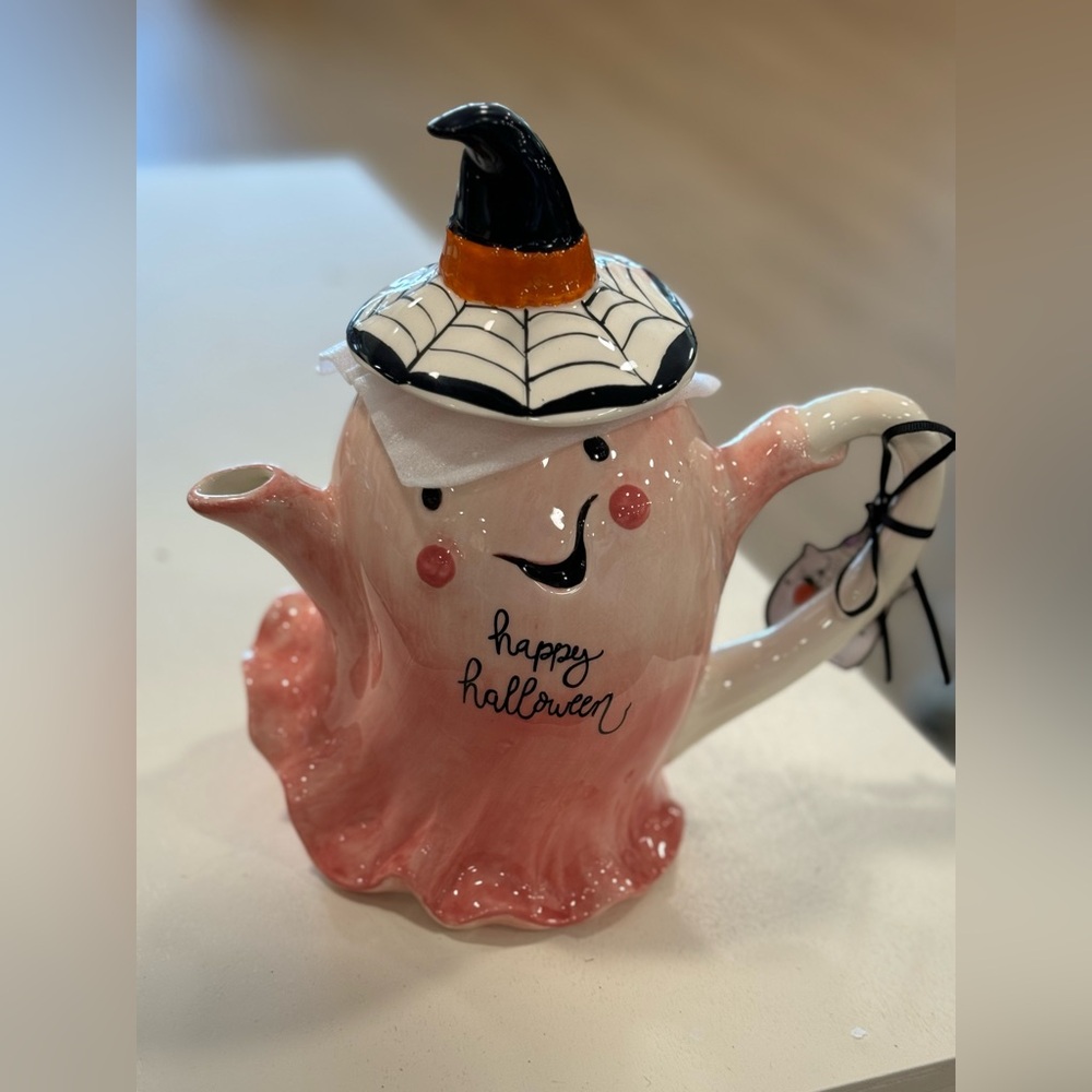 blue sky halloween teapot